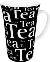 Konitz Tea Writing on Black Mega 19-Ounce Mug, White on Black