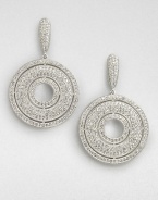 EXCLUSIVELY AT SAKS. A glittering piece with concentric circles and an open center. CrystalsRhodium-plated brassDrop, about 1.75Surgical steel post backImported 