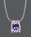 Brilliant color meets innovative design. Necklace from Balissima by Effy Collection features an oval-cut amethyst (4-1/10 ct. t.w.) perched atop a woven basket of sterling silver. Approximate length: 16 inches. Approximate drop: 9/10 inch.