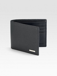 Classic billfold crafted in a sleek, modern design of textured micropave leather.One billfold compartmentSix card slots4½ x 3½Made in Italy