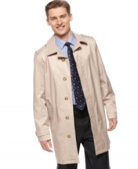 Lighten up! You'll be carefree in this lightweight rain trench coat from Tommy Hilfiger. Lighten up! You'll be carefree in this lightweight rain trench coat from Tommy Hilfiger.