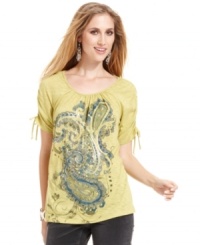A watercolor-inspired paisley print enlivens Style&co.'s petite tee. Make it a weekend favorite! A watercolor-inspired paisley print enlivens Style&co.'s petite tee. Make it a weekend favorite!