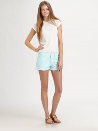 Your favorite hue of lightweight denim, hip-slung in a chic cut-off style.THE FITRelaxed fitRise, about 3Inseam, about 7THE DETAILSZip flyFive-pocket styleCottonMachine washMade in USA of imported fabricModel shown is 5'10 (177cm) wearing US size 4. Your favorite hue of lightweight denim, hip-slung in a chic cut-off style.THE FITRelaxed fitRise, about 3Inseam, about 7THE DETAILSZip flyFive-pocket styleCottonMachine washMade in USA of imported fabricModel shown is 5'10 (177cm) wearing US size 4.