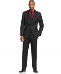 With classic tuxedo lapels, this Sean John suit has an Old Hollywood feel but a thoroughly modern cut and fit. With classic tuxedo lapels, this Sean John suit has an Old Hollywood feel but a thoroughly modern cut and fit.