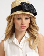 This sweet design showcases a large, whimsical bow. StrawBrim, about 2Cotton linedClean with damp clothMade in Italy 