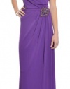 David Meister Women's Flattering Jersey Knit Jeweled Gown 22W Purple