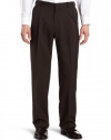 Haggar Mens Stripe Herringbone Fancy Pleat Front Dress Pant