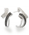 Abstract swirls make the perfect face framers. Set in sterling silver, these chic bypass earrings are adorned with round-cut black (1/6 ct. t.w.) and white diamonds (1/10 ct. t.w.). Approximate drop: 1/2 inch.