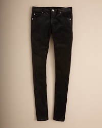 So cool and easy at school, these velvet skinny pants are adorable with a slouchy top and cute flats or high-fashion with an on-trend jacket and ankle boots. So cool and easy at school, these velvet skinny pants are adorable with a slouchy top and cute flats or high-fashion with an on-trend jacket and ankle boots.