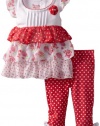 Nannette Baby-girls Infant 2 Piece Polka Dot Legging Set, Red, 12 Months