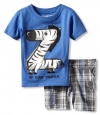 Nannette Baby-boys Infant 2 Piece Zebra Short Set, Blue, 18 Months