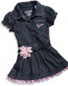GUESS Kids Girls Denim Dress with Bloomers (12 - 24m), MEDIUM STONE (12M)