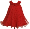 Bonnie Jean Girls 2-6X Crystal Pleat Mesh Dress, Red, 2T