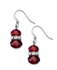 Versatile yet bold, these alluring drop earrings from Style&co. finish off your looks with red glass beads. Crafted in silver tone mixed metal. Approximate drop: 1 inch.