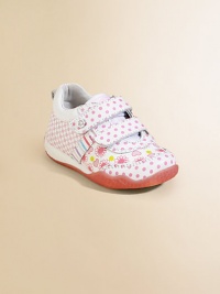 Crafted in plush leather with pretty flowers, stripes, checks and polka dots, these cozy double grip-tape kicks will keep her going for miles and miles.Double grip-tape closureLeather upperLeather liningRubber solePadded insoleImported