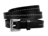 Black Triple Wrap Belt Buckle Stitched Leather Bracelet Fashion Cool Strap Punk