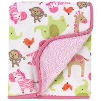 Carter's Printed Velour Sherpa Blanket, Pink Zebra Safari Carter's Printed Velour Sherpa Blanket, Pink Zebra Safari