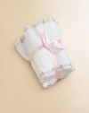 Soft cotton burp pads, decorated with sweet floral vine trim.Includes two padsMachine washCottonImported