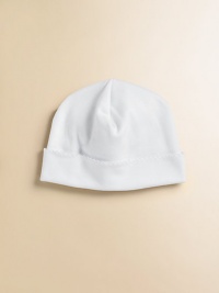 This newborn essential in ultra soft pima cotton is an adorable way to top off baby's look.Cuffed style with scallop trim Pima cotton Machine wash Imported This newborn essential in ultra soft pima cotton is an adorable way to top off baby's look.Cuffed style with scallop trim Pima cotton Machine wash Imported
