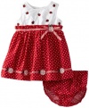 Blueberi Boulevard Baby-girls Newborn Pindot Ladybug Sundress, Red, 6-9 Months