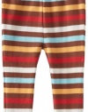 Zutano Baby-Girls Infant 5 Color Stripe Skinny Legging, Chocolate/Orange/Aqua/Red, 18 Months