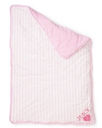 Featuring a striped cotton with a soft fleece underside, this cozy blanket wraps up little girls in signature, sassy Juicy style. Featuring a striped cotton with a soft fleece underside, this cozy blanket wraps up little girls in signature, sassy Juicy style.