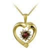 18k Gold Plated Sterling Silver Diamond Accent and Garnet Heart Pendant Necklace, 18