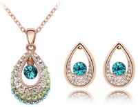Swarovski Elements Crystal Princess Teardrop Pendant Necklace 47CM And Earrings Jewelry Set - CN9038Z3 Swarovski Elements Crystal Princess Teardrop Pendant Necklace 47CM And Earrings Jewelry Set - CN9038Z3