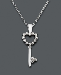 A sure way to unlock her heart. Victoria Townsend's intricate heart-shaped key pendant shines with the addition of diamond accents. Crafted in sterling silver. Approximate length: 18 inches. Approximate drop: 1 inch. A sure way to unlock her heart. Victoria Townsend's intricate heart-shaped key pendant shines with the addition of diamond accents. Crafted in sterling silver. Approximate length: 18 inches. Approximate drop: 1 inch.