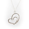 Women's Polished Sterling Silver Double Heart Pendant Necklace Heart Within A Heart / Mother's Love Necklace