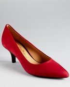 Low but well-heeled, these Salvatore Ferragamo kitten heels pumps showcase classic glamour.