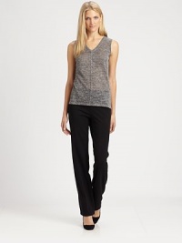 Metallic thread adds a shimmering touch to this knit tank top with a feminine v-neck.V-necklineSleevelessPull-on styleSeam on front and backAbout 24 from shoulder to hemLinen/polyester/metallic thread/nylonDry cleanImported of Italian fabricSIZE & FIT Model shown is 5'10½ (179cm) wearing a US size Small. Metallic thread adds a shimmering touch to this knit tank top with a feminine v-neck.V-necklineSleevelessPull-on styleSeam on front and backAbout 24 from shoulder to hemLinen/polyester/metallic thread/nylonDry cleanImported of Italian fabricSIZE & FIT Model shown is 5'10½ (179cm) wearing a US size Small.