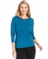 Charter Club's basic top gets jazzed up with beading at the neckline. It looks great worn alone, or layered with a cardigan!