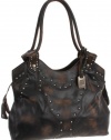 Frye Vintage Stud Shoulder Bag,Black,One Size