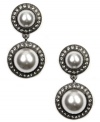 Business formal or special occasion? You be the judge. Givenchy's dramatic drop earrings transition from day to night with shimmering plastic pearls and black glass accents. Set in hematite tone mixed metal. Approximate drop: 1-5/8 inches.