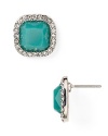 Brighten up your jewel box with these faceted teal stone stud earrings from Aqua, sure to add a high voltage shot of color.