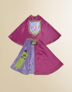 Dress up play was never so fun or so easy - just grab this shiny satin cape and become a pretty princess in seconds. Grip tape closure 4 secret inside pockets for stashing your own princess treasures Clear back pocket displays insignia (3 included) or your own artwork Polyester; hand wash Imported Fits most children 3+ up