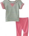 Splendid Littles Baby-girls Infant Loops Top And Legging Set, Jade/Neon Pink, 12-18 Months