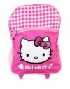 Hello Kitty Glitter White and Pink Checker Rolling Backpack
