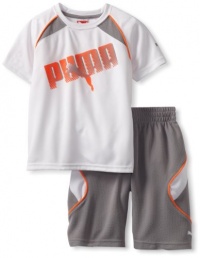 Puma - Kids Boys 2-7 Little Layer Short Set, White, 4