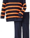 Splendid Littles Baby-boys Infant Thermal Sweatshirt Set, Navy/Neon, 12-18 Months