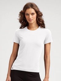 Soft, skin-caressing cotton blend with a touch of stretch for extra comfort.Crewneck Short sleeves 48% modal/47% cotton/5% elastene Machine wash Made in Italy Soft, skin-caressing cotton blend with a touch of stretch for extra comfort.Crewneck Short sleeves 48% modal/47% cotton/5% elastene Machine wash Made in Italy