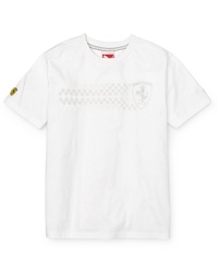 Tonal screen-printing and Ferrari's well-known logos add subtle style to this classic crew-neck tee from PUMA. Tonal screen-printing and Ferrari's well-known logos add subtle style to this classic crew-neck tee from PUMA.