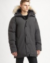 Whether it's in the South Pole where extreme weather protection is a necessity or on the streets of New York, Milan or Tokyo, people wear the Canada Goose brand because of its reputation for quality, functionality and style; This parka encompasses it all, and exudes a modern, urban look with its slimmer fit and exposed buttons.Zip frontAttached hoodChest