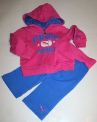 PUMA Rasberry Pink & Royal Blue Newborn Girls 2Pc Sweat Suit (3/6M) PUMA Rasberry Pink & Royal Blue Newborn Girls 2Pc Sweat Suit (3/6M)