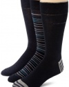 Calvin Klein Men's 3 Pack Stripe Crew Socks, Navy/Denim/Grey, 7-12