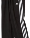 adidas Boys 8-20 Youth 3-Stripes Pant, Black/White, Large