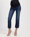 Softest denim with just a hint of stretch, cropped just above the ankle for a chic silhouette.THE FITMid rise Straight leg Inseam, about 24THE DETAILSFour-pocket style 85% cotton/12% polyester/3% spandex Machine wash Made in USA of imported fabric