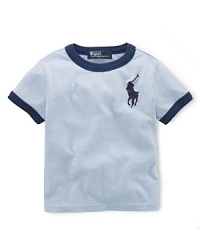 A classic tee is updated with a signature embroidered Big Pony. A classic tee is updated with a signature embroidered Big Pony.