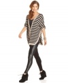 In a slouchy shape, this striped Bar III sweater pairs perfectly over the season's sleek & chic leggings!